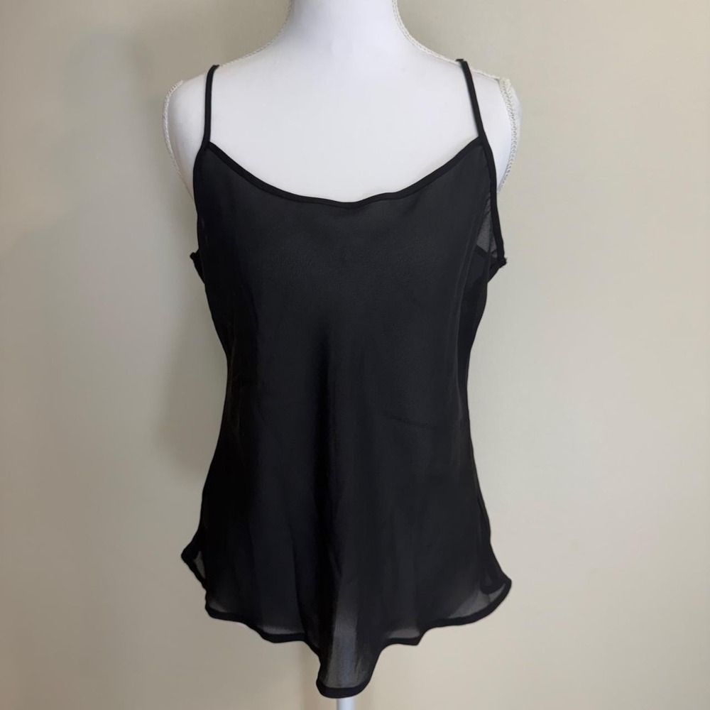 Attention Sheer Black Camisole Tank Top Womens L Whimsigoth Fairy Grunge